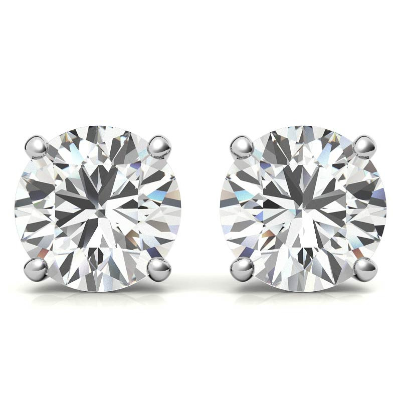 14K White Gold 1.01ctw Diamond Stud Earrings in Four Prong Martini Settings