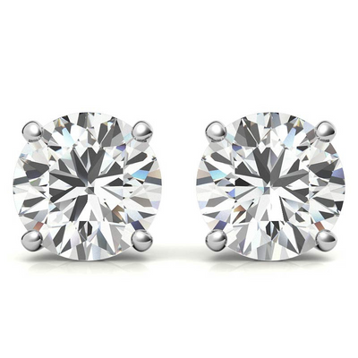 14K White Gold 1.01ctw Diamond Stud Earrings in Four Prong Martini Settings