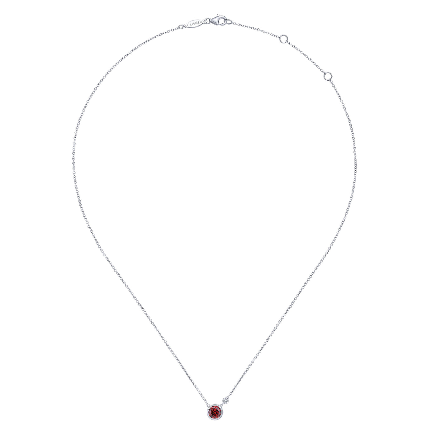 Gabriel Sterling Silver 1.03ctw Solitaire Style Garnet Necklace