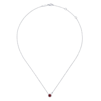 Gabriel Sterling Silver 1.03ctw Solitaire Style Garnet Necklace