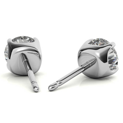 14K White Gold 0.50ctw Diamond Stud Earrings in Four Prong Basket Settings