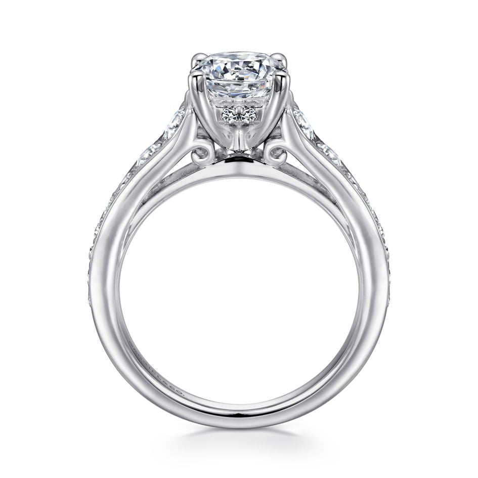 Gabriel 14K White Gold .27ctw 4 Prong Style Diamond Semi-Mount Engagement Ring