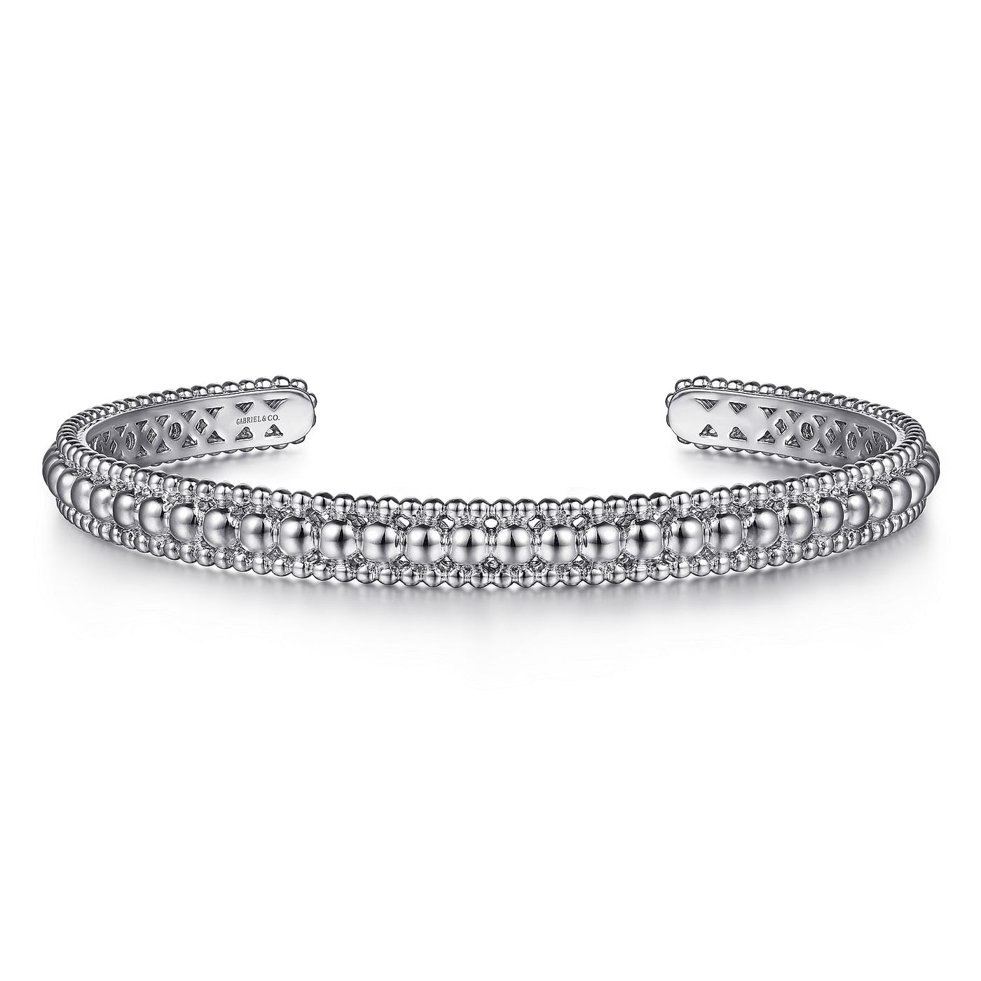 Gabriel Sterling Silver 6.25" Solid Cuff Bead Fashion Bracelet