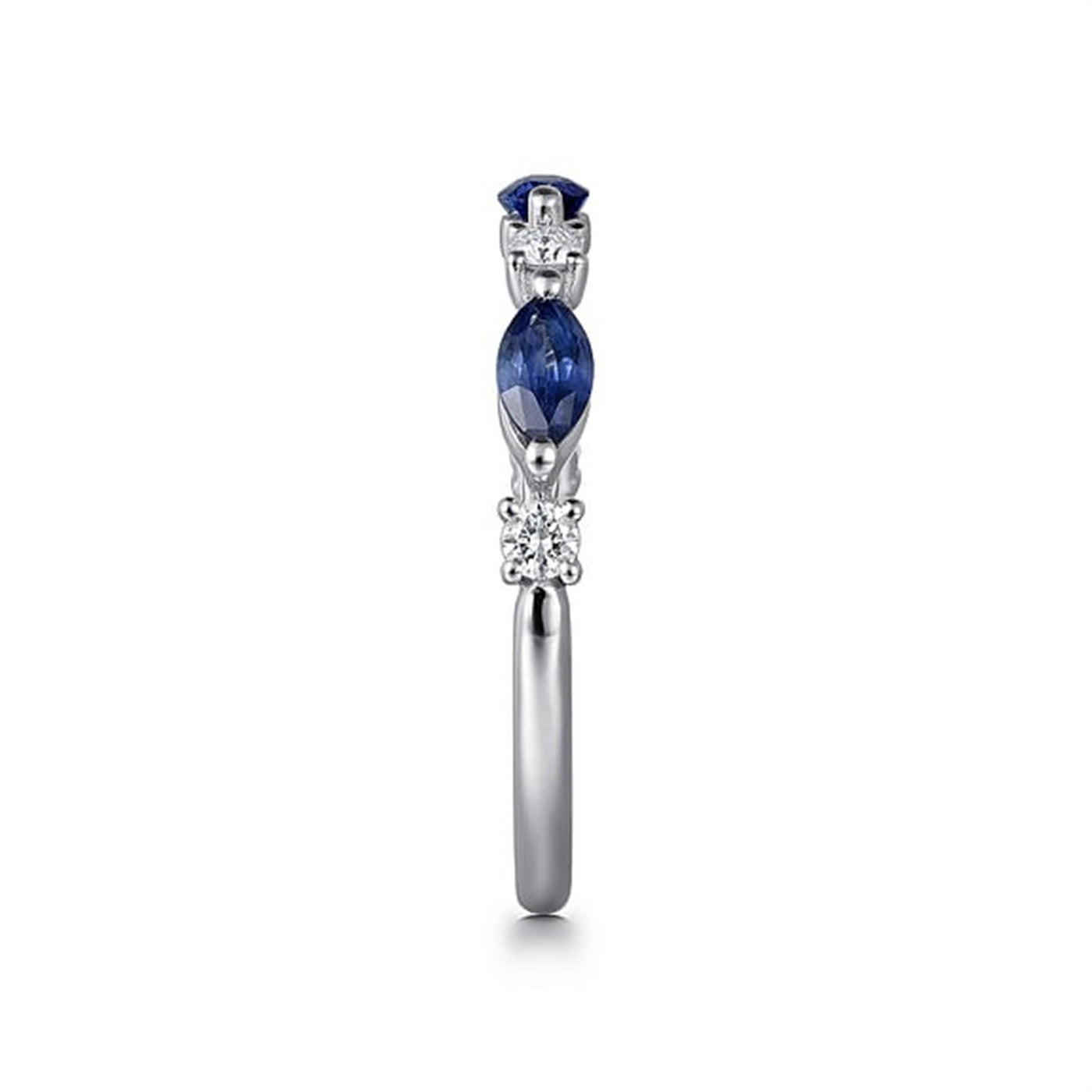 Gabriel 14K White Gold 0.62ctw Multi Stone Style Sapphires and Diamonds Ring