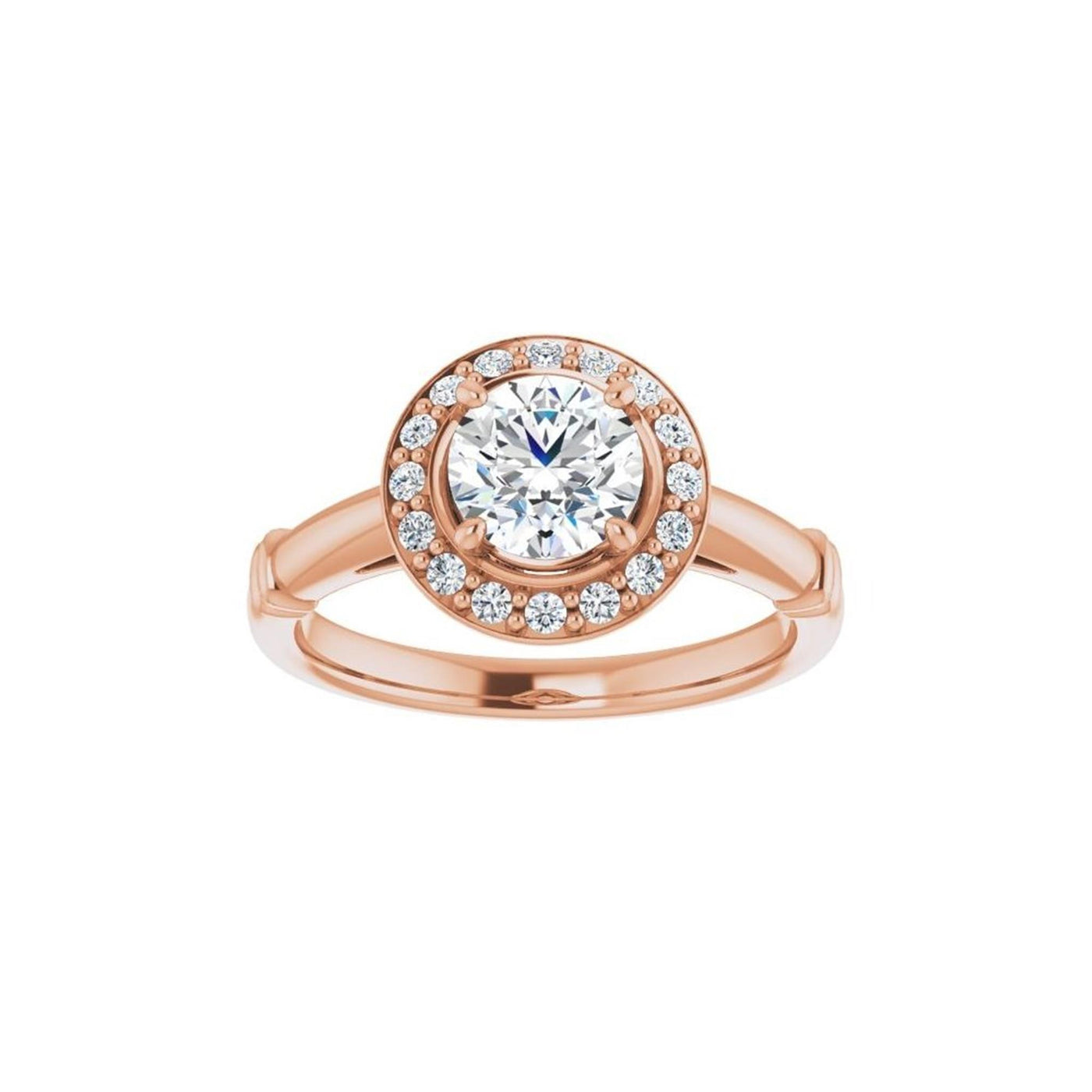Ever & Ever 14K Rose Gold .16ctw Round Halo Style Diamond Semi-Mount Engagement Ring