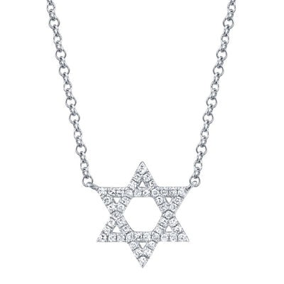 Shy Creation 14K White Gold 0.11ctw Star of David Pendant