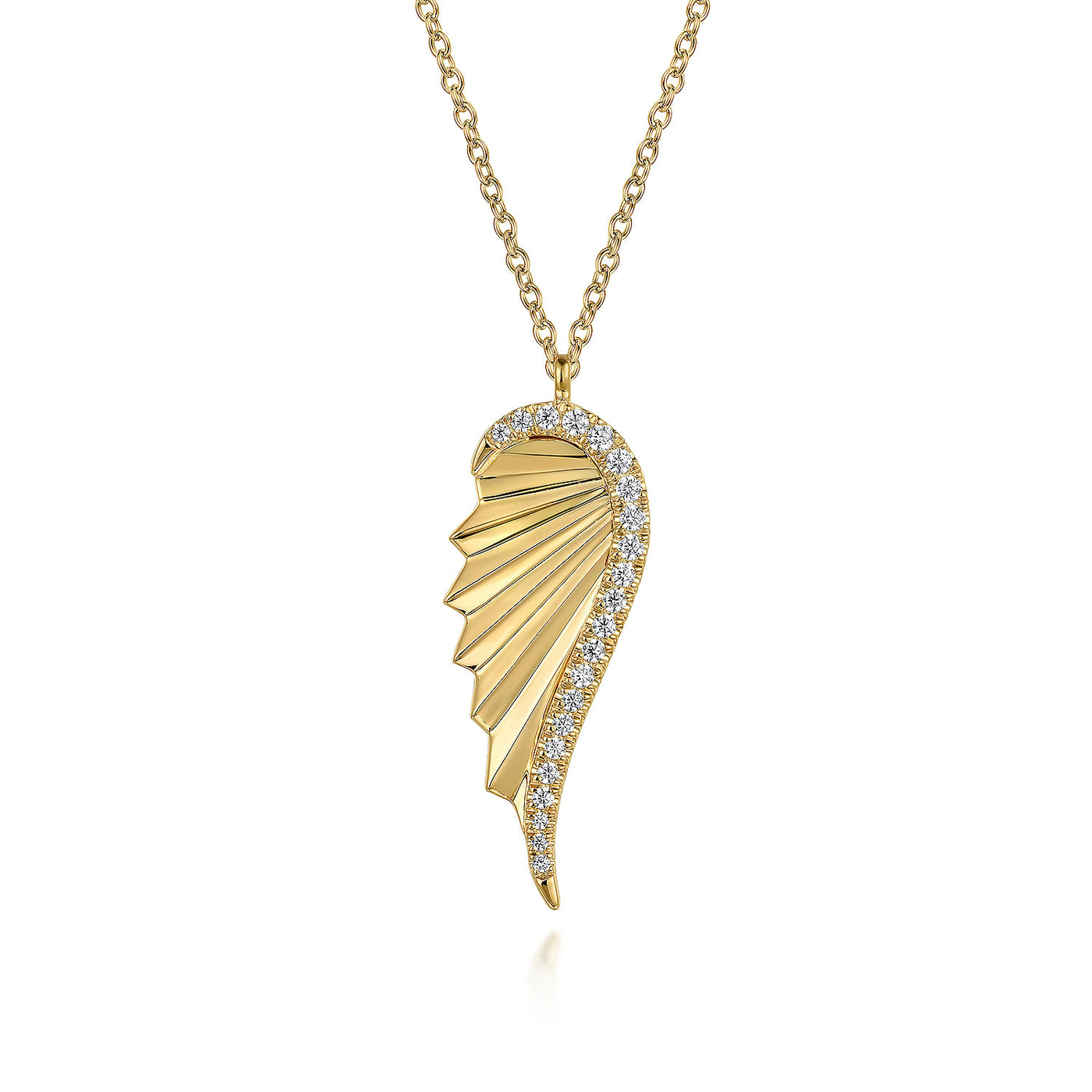 Gabriel 14K Yellow Gold 0.16ctw Angel Wing Style Pendant