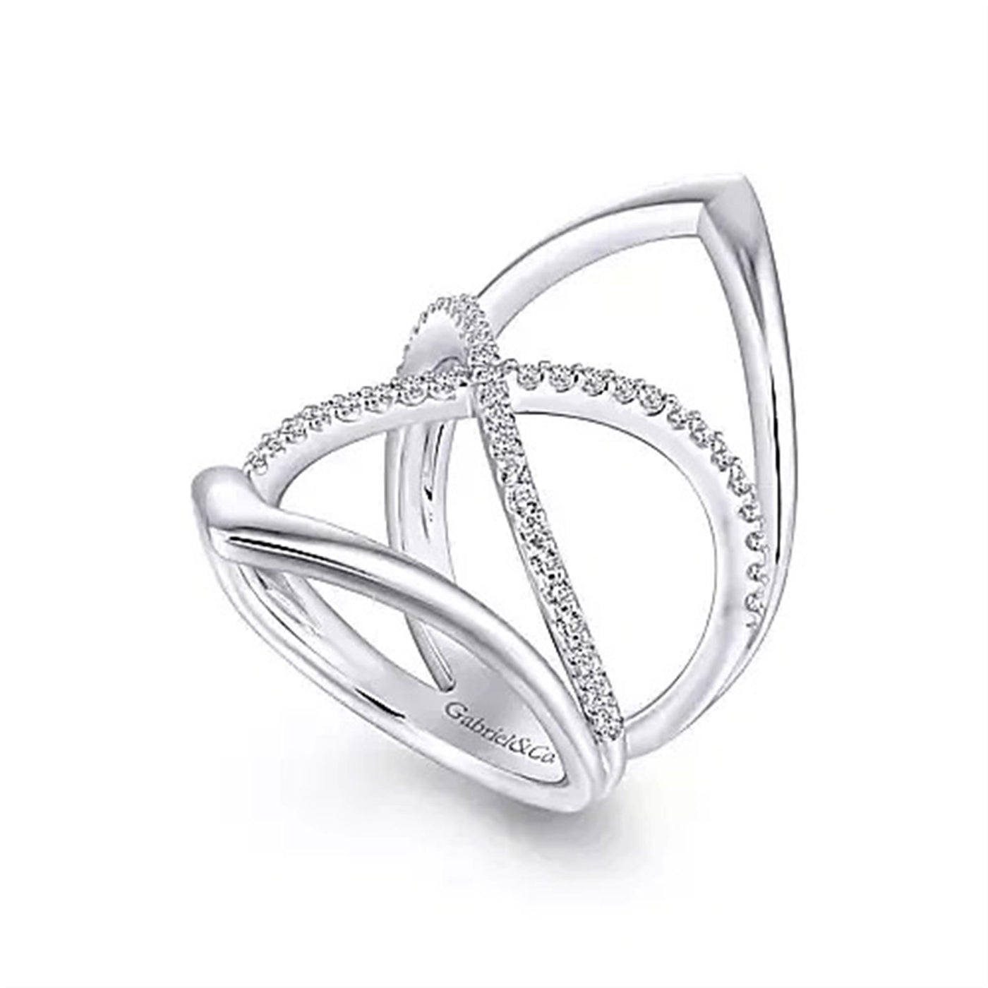 Sterling Silver Ribbon Style White Sapphire Ring