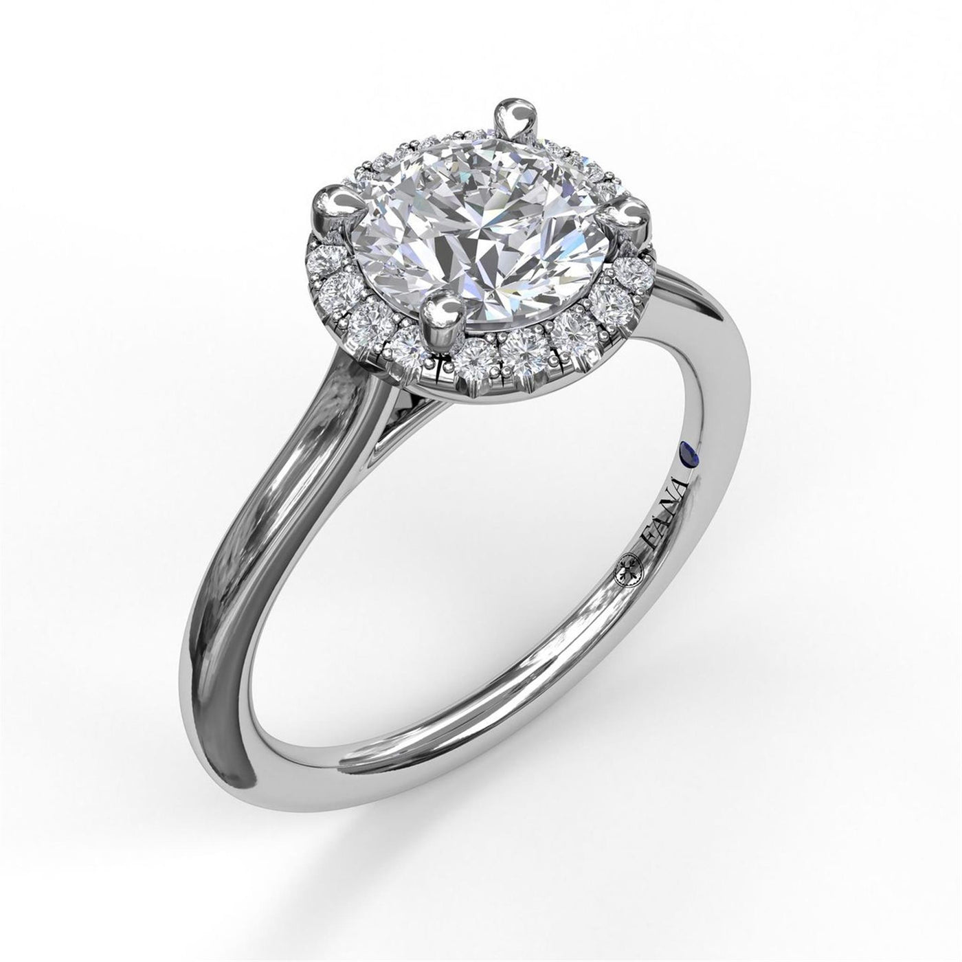 Fana 14K White Gold .15ctw Round Halo Style Diamond Semi-Mount Engagement Ring