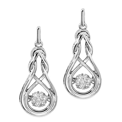 Sterling Silver .14ctw Rhythm of Love Celtic Knot Style Diamond Earrings