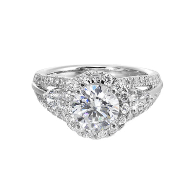 Alpha 14K White Gold 2.69ctw Round Halo Lab Grown Diamond Engagement Ring