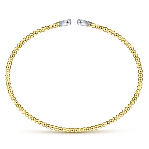 Gabriel 14K White & Yellow Gold 0.19ctw 6.25" Bangle Style Diamond Bracelet