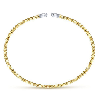 Gabriel 14K White & Yellow Gold 0.19ctw 6.25" Bangle Style Diamond Bracelet