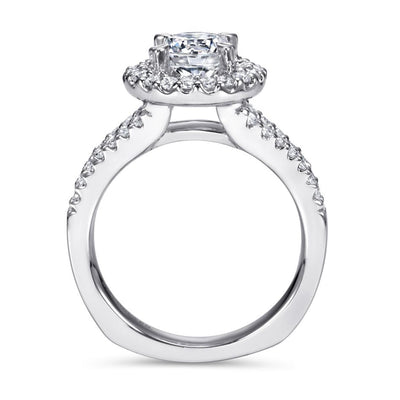 Gabriel 14K White Gold .58ctw Round Halo Style Diamond Semi-Mount Engagement Ring