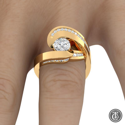 14K Yellow Gold 1.32ctw Bezel Diamond Engagement Ring