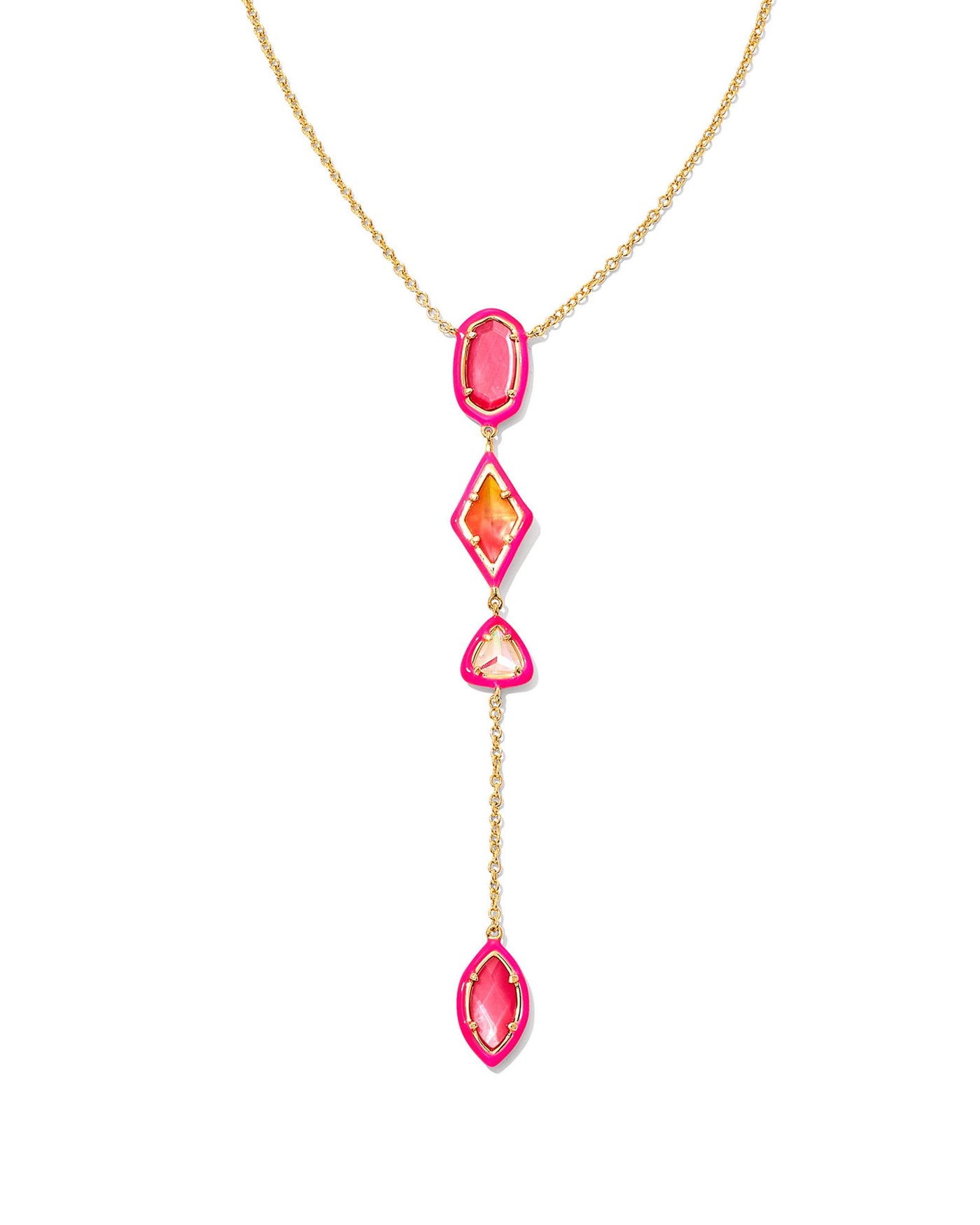 Gold Tone Necklace Featuring Ombre Pink Mix by Kendra Scott