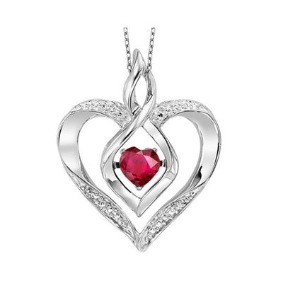 Sterling Silver .34ctw Rhythm of Love Style Pendant Featuring Created Ruby and Diamond