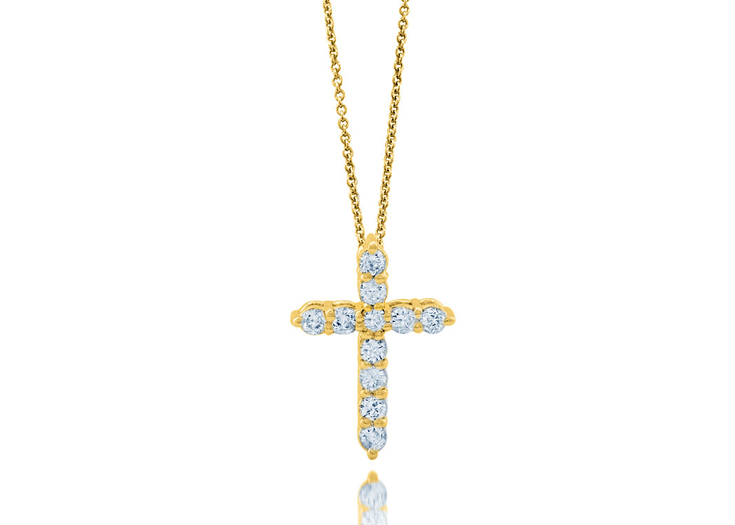 14K Yellow Gold .33ctw Faith Inspired Style Lab Created Diamond Pendant