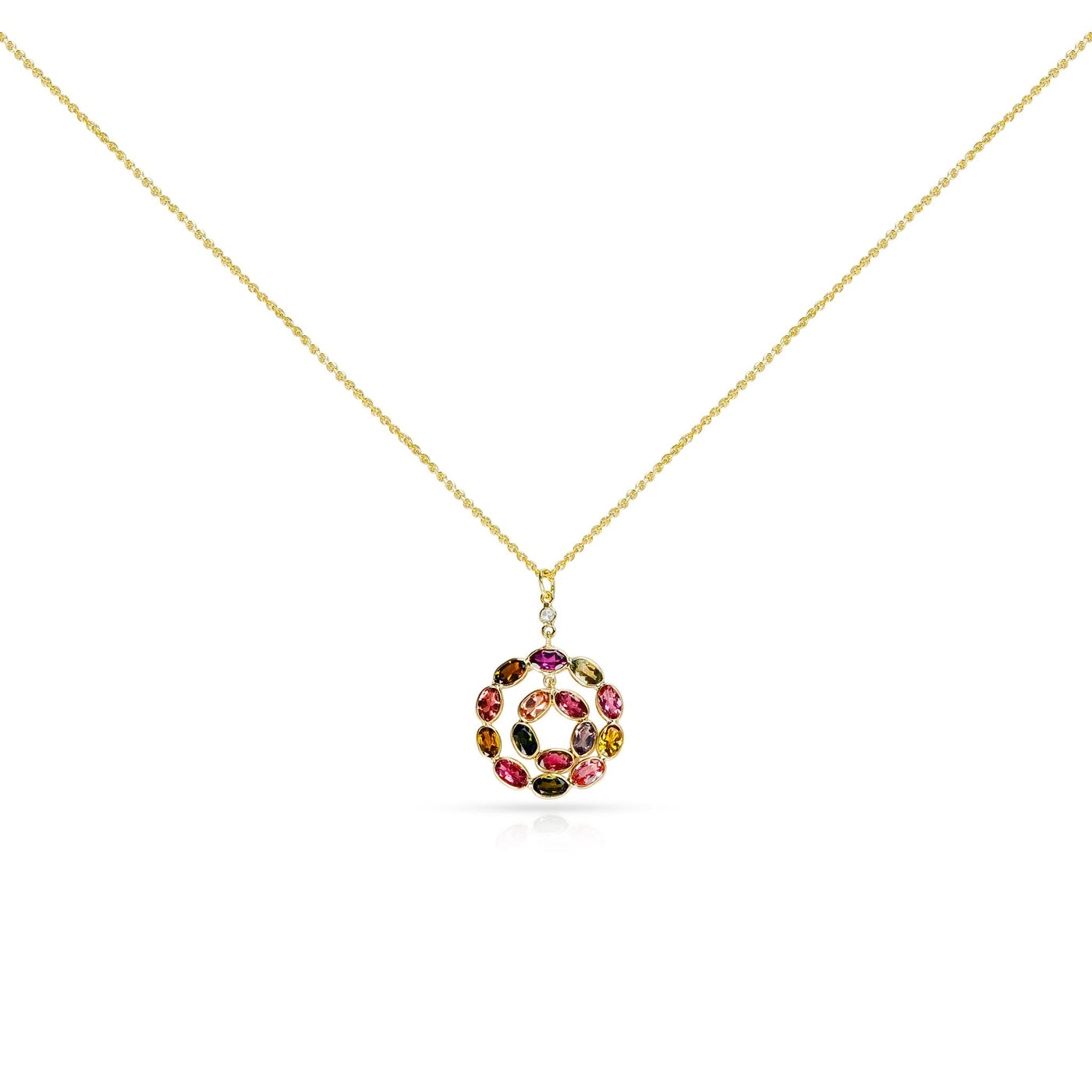 14K Yellow Gold 3.15ctw Circle Style Necklace