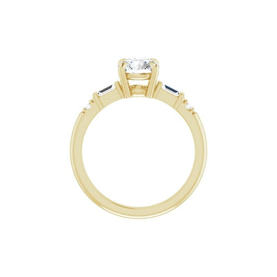 Ever & Ever 14K Yellow Gold 6.5mm center 4 Prong Style Diamond Semi-Mount Engagement Ring