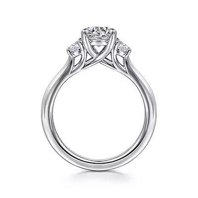 Gabriel - Contemporary Collection 14K White Gold 0.23ctw 4 Prong Style Diamond Semi-Mount Engagement Ring