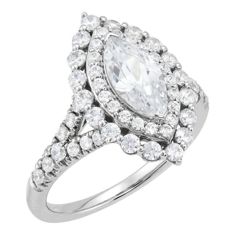 Armadani 14K White Gold 2.00ctw Marquise Halo Lab Grown Diamond Engagement Ring