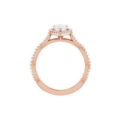 Ever & Ever 14K Rose Gold .25ctw Pear Halo Style Diamond Semi-Mount Engagement Ring