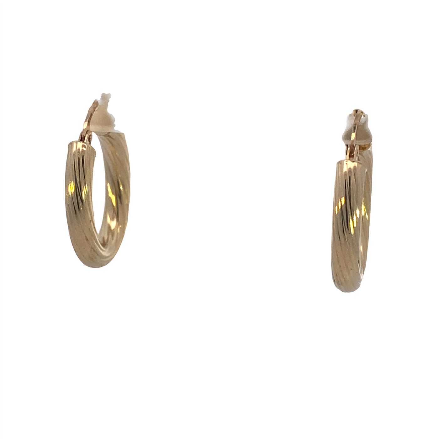 Estate 14K Yellow Gold 4mm x 23mm Traditional Oval Hoop Style Earrings