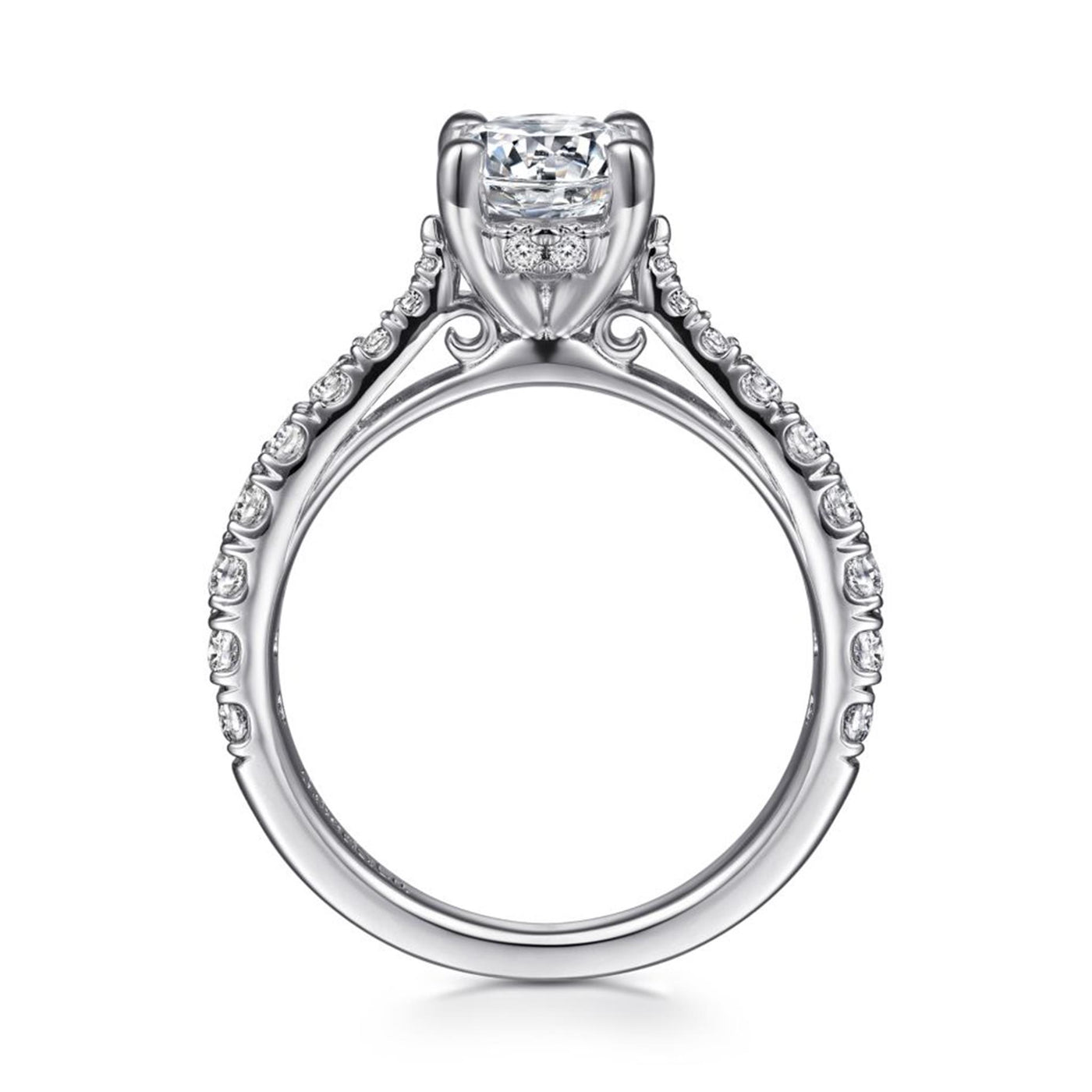 Gabriel 14K White Gold .56ctw 4 Prong Style Diamond Semi-Mount Engagement Ring