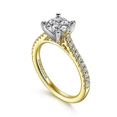 Gabriel - Classic Collection 14K White & Yellow Gold .24ctw 4 Prong Style Diamond Semi-Mount Engagement Ring
