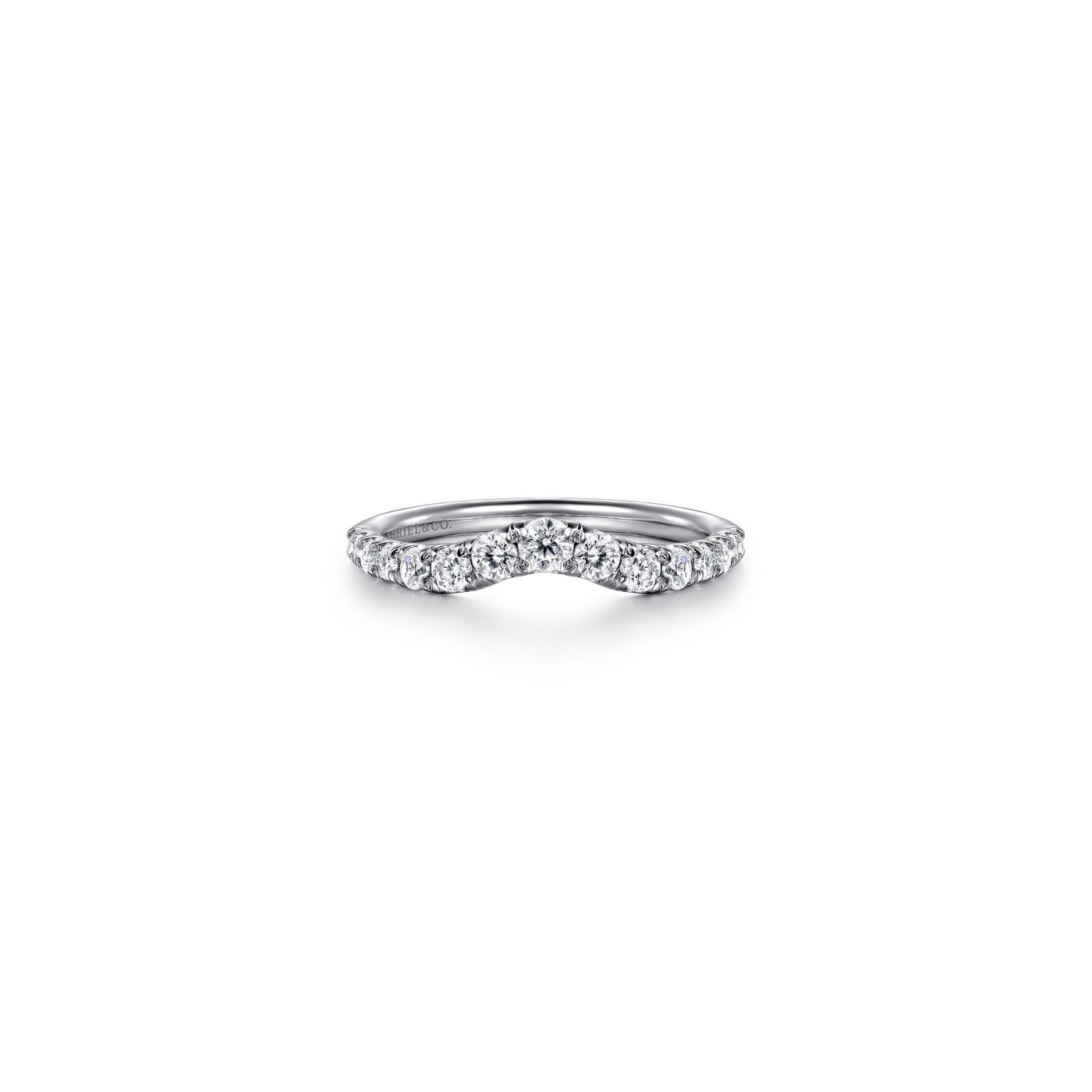 Gabriel 14K White Gold 0.50ctw Contoured Diamond Band