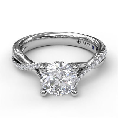 Fana 14K White Gold .17ctw 4 Prong Style Diamond Semi-Mount Engagement Ring