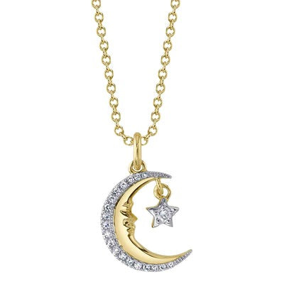 Shy Creation 14K Yellow Gold 0.07ctw Celestial Style Pendant