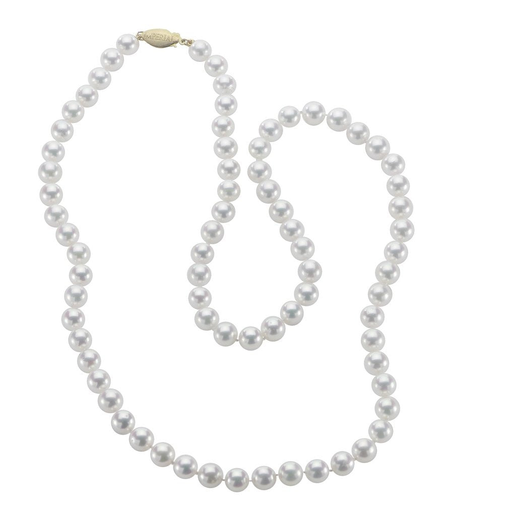 14K Yellow Gold 18" Akoya Cultured Pearl Strand Necklace