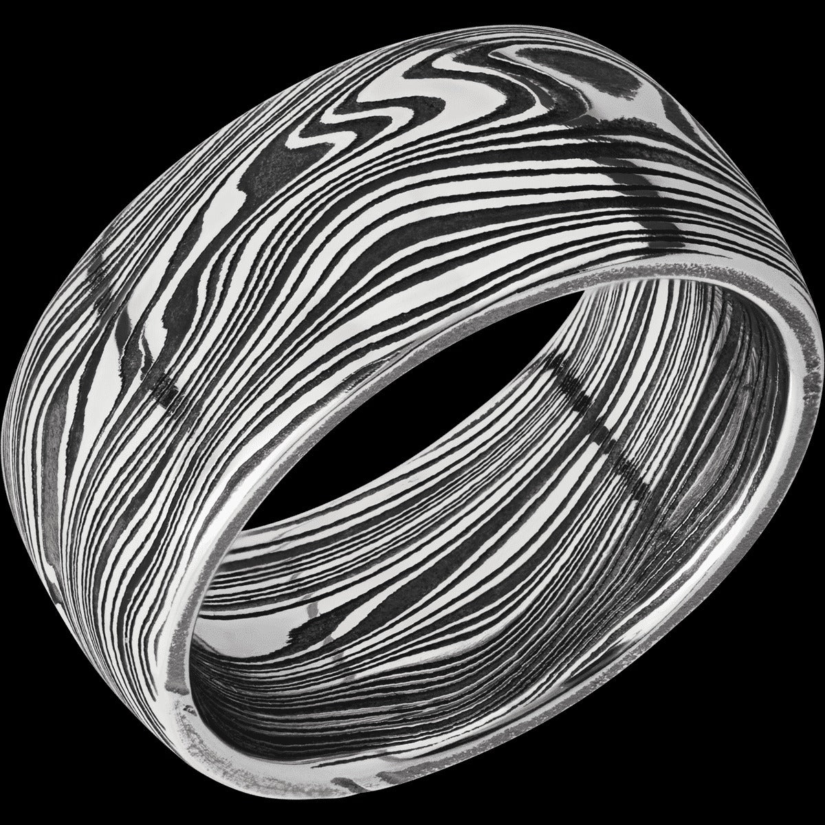 10mm Damascus Steel Wedding Band