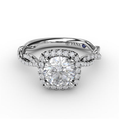 Fana 14K White Gold .40ctw Cushion Halo Style Diamond Semi-Mount Engagement Ring