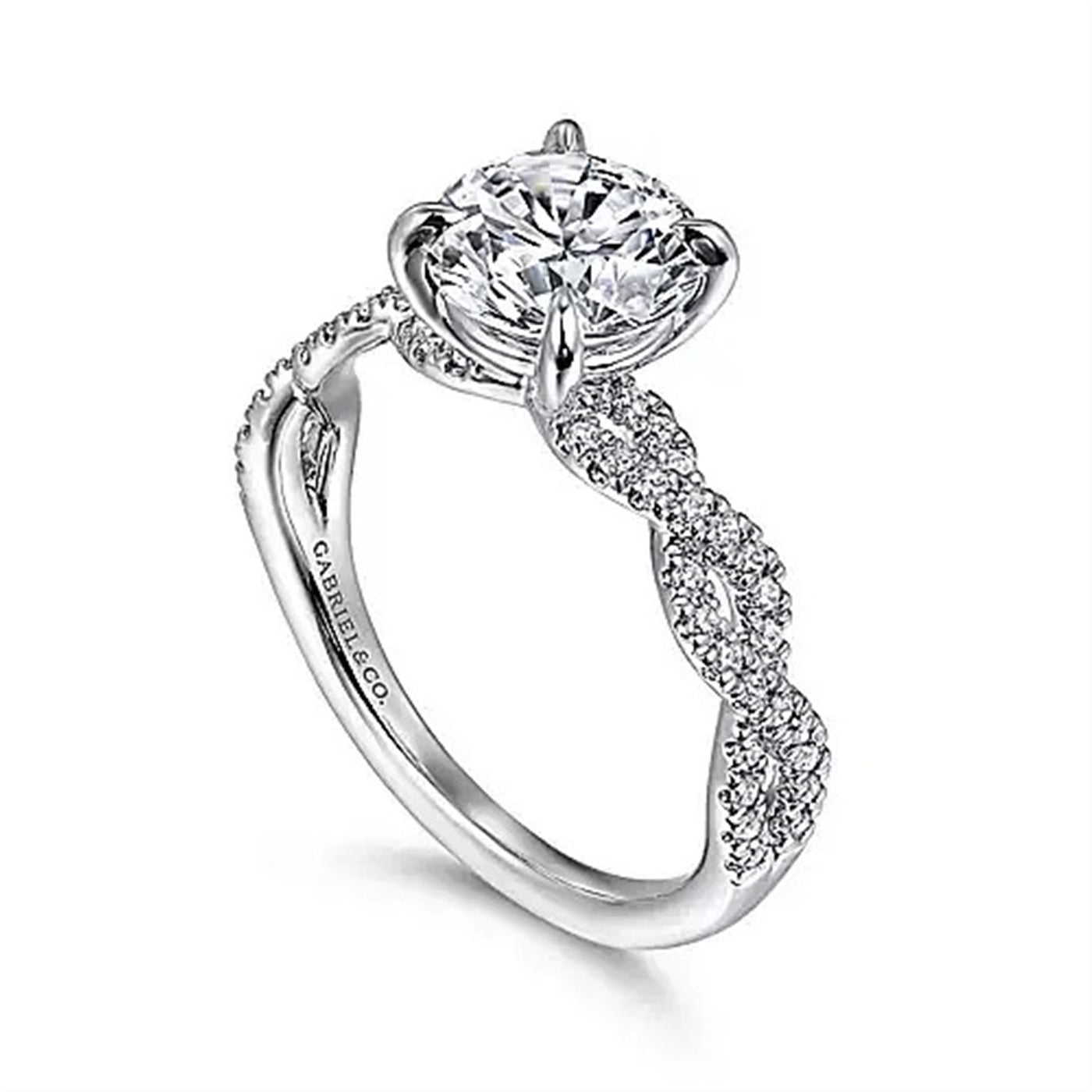 Gabriel - Contemporary Collection 14K White Gold .23ctw 4 Prong Style Diamond Semi-Mount Engagement Ring
