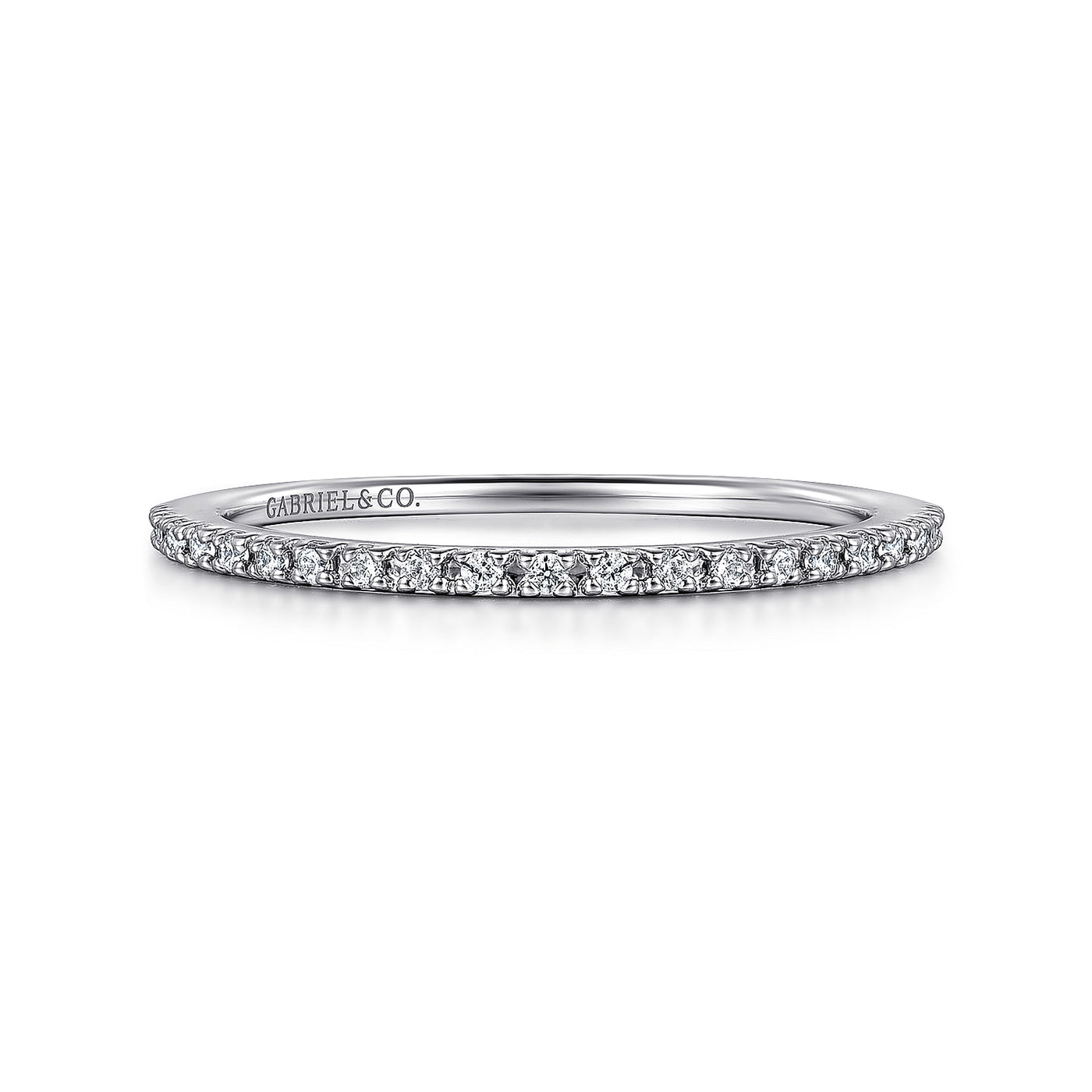 Gabriel 14K White Gold 0.10ctw Diamond Wedding Band