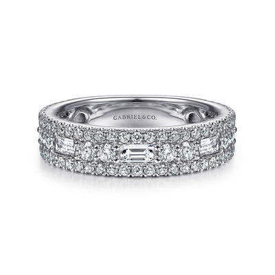 Gabriel 14K White Gold 1.15ctw Fancy Diamond Band