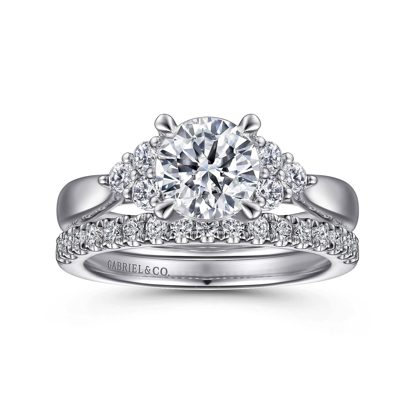 Gabriel - Contemporary Collection 14K White Gold .26ctw 4 Prong Style Diamond Semi-Mount Engagement Ring