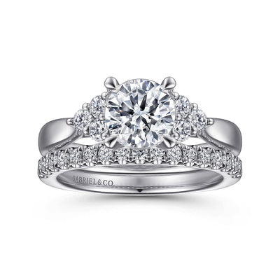 Gabriel - Contemporary Collection 14K White Gold .26ctw 4 Prong Style Diamond Semi-Mount Engagement Ring