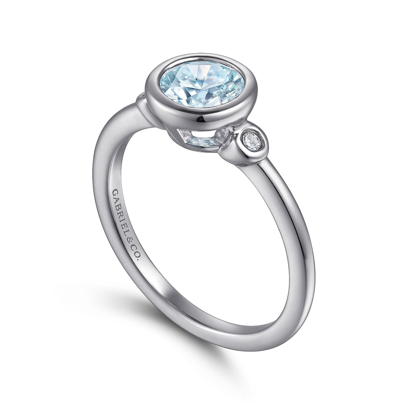 Sterling Silver .81ctw Three Stone Style Aquamarine Ring with Diamonds