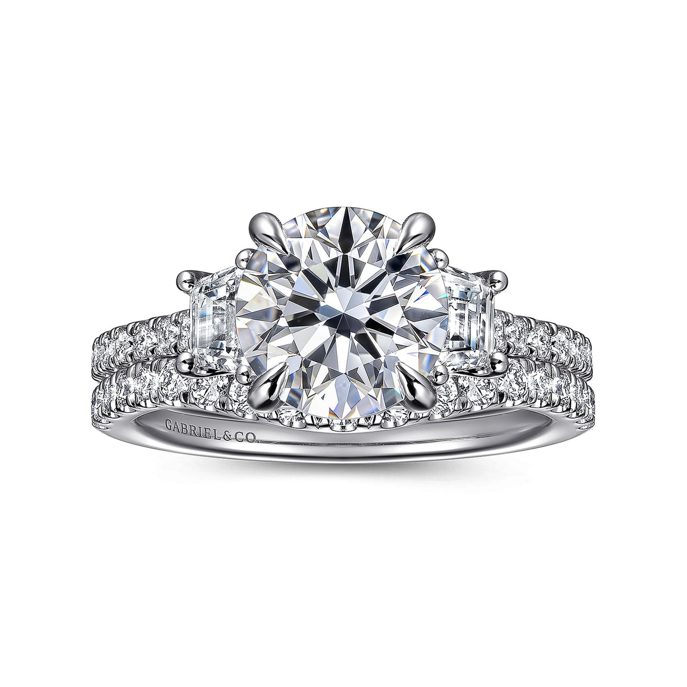 Gabriel - Lotus Collection 14K White Gold 0.60ctw 4 Prong Style Diamond Semi-Mount Engagement Ring