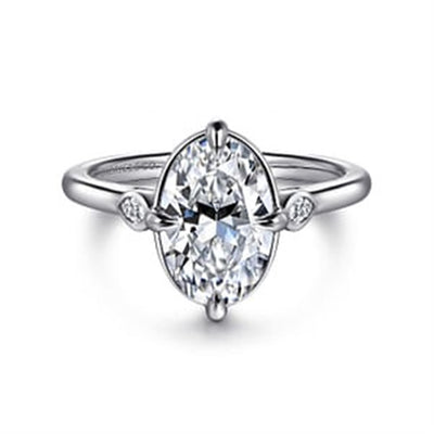 Gabriel - Contemporary Collection 14K White Gold 0.10ctw 4 Prong Style Diamond Semi-Mount Engagement Ring