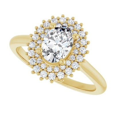 Ever & Ever 14K Yellow Gold 0.375ctw Double Halo Style Diamond Semi-Mount Engagement Ring