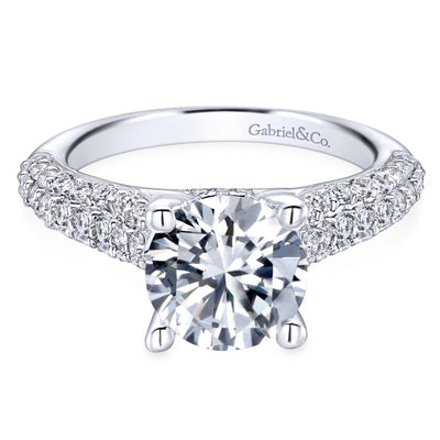 Gabriel 14K White Gold .86ctw 4 Prong Style Diamond Semi-Mount Engagement Ring