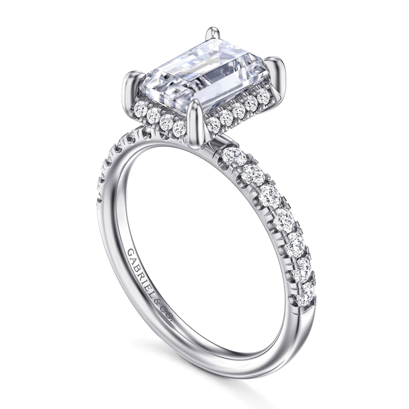 Gabriel 14K White Gold 0.452ctw 4 Prong Style Diamond Semi-Mount Engagement Ring