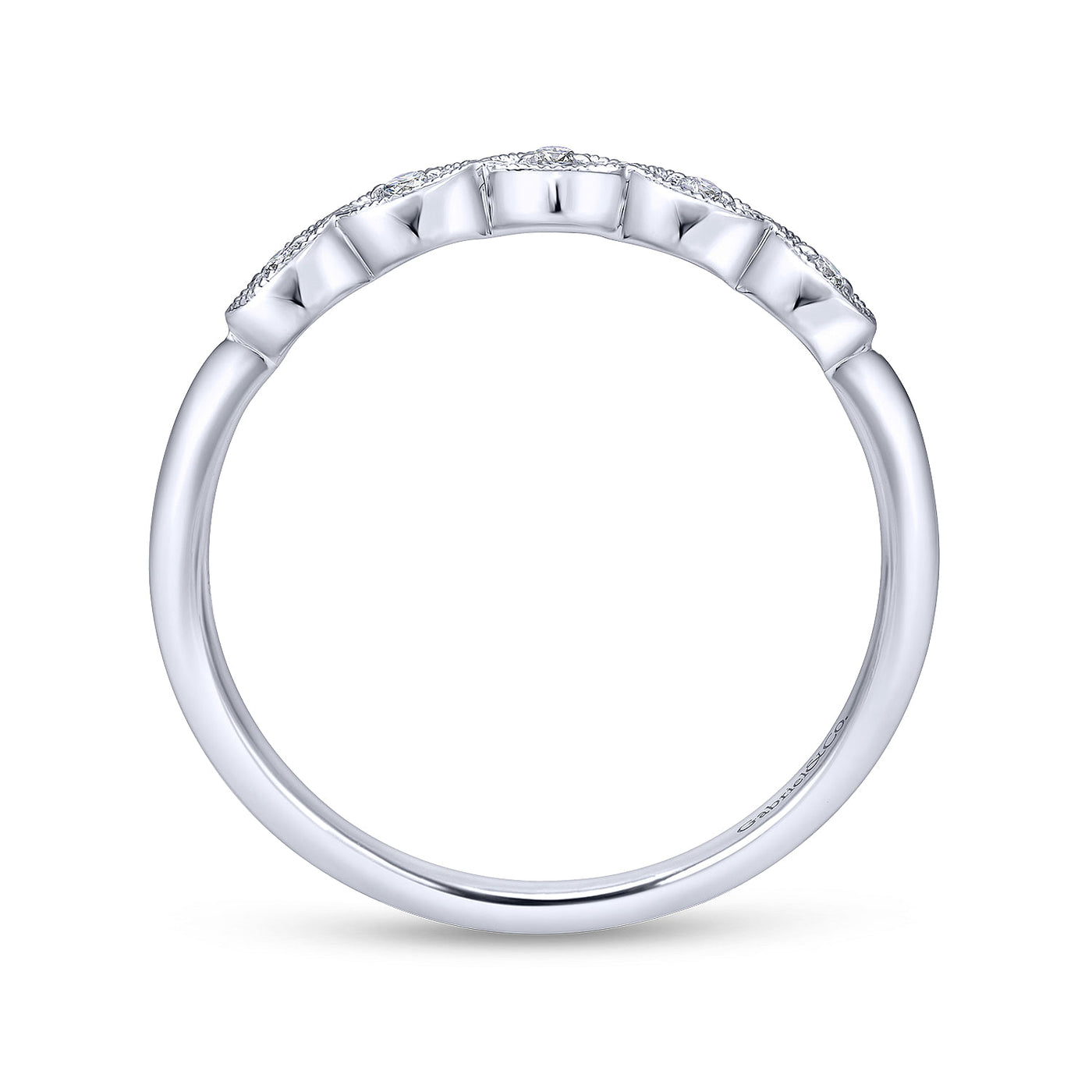 Gabriel 14K White Gold .03ctw Diamond Wedding Band