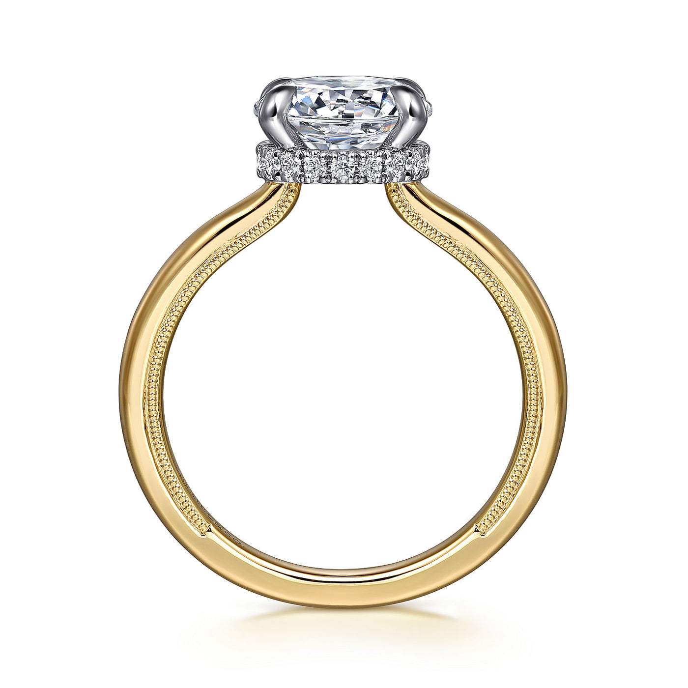 Gabriel - Classic Collection 14K White & Yellow Gold 0.11ctw 4 Prong Style Diamond Semi-Mount Engagement Ring