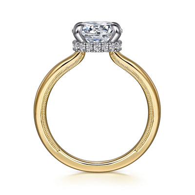 Gabriel - Classic Collection 14K White & Yellow Gold 0.11ctw 4 Prong Style Diamond Semi-Mount Engagement Ring